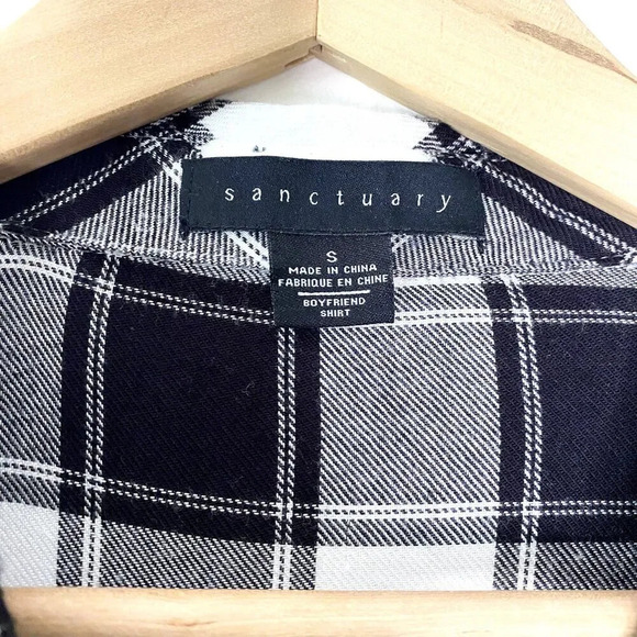 Sanctuary Tartan Plaid Boyfriend Flannel Shirt Womens Small Soft Cotton - Picture 7 of 9